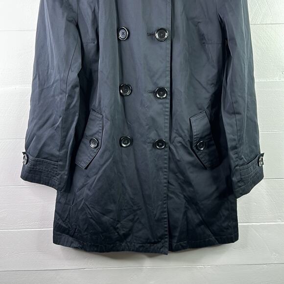LONDON FOG‎ Black Double Breasted Button Up Trench Coat Jacket Size Small - Picture 6 of 9